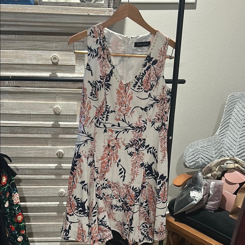 Ivanka Trump Patterned Dress with Gold Accents